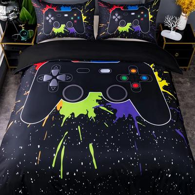 Game-Bettbezug-Set, rosa, Gamepad-Controller, King-Size-Bettwäsche-Set, I'm A Gamer Girl-Muster, Regenbogenstreifen, hübscher Bettbezug