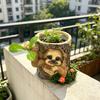 Artificial Stump Planter Resin Tree Bark Shape Flower Pot with Koala/Frog/Sloth Rustic Small Barrel