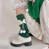 Fashionable Women's Leg Warmers Ribbed Socks Elastic Lace Trim with Cute Bows and Fuzzy Ball Winter Accessories
