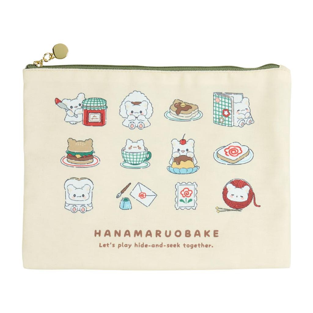 Sanrio Flat Pouch Set Hanamaru Ghost Polyester Cotton Steel 931021 (Always Together!)