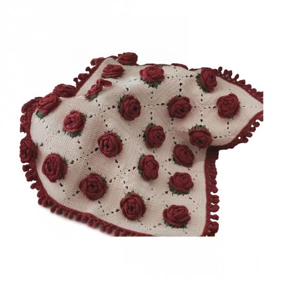 

Yousheng DIY крючком набор для вязания одеяла с розами, ручная работа пряжа вязание цветочное одеяло на День матери День святого Валентина день рождения женщины начинающий подарок S красный