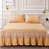 3pcs Bed Skirt Bedspread Pillowcase Ruffle Lace Anti Slip 1.8x2.0m Bed Cover Solid Colour Lace Mattress Dust Bedding Cover