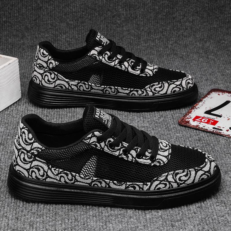 

Мужские туфли из парусины с низким верхом, лето 2024, новые нишевые туфли с низким верхом и принтом, мужская обувь на платформе для спорта и отдыха, модная обувь 39