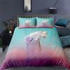 Regenbogen Bettwäsche-Set 3D-Druck Wolken Himmel Rosa Blau Queen Size Mikrofaser Bettwäsche Goldener Stern Bettbezug Schlafzimmer Dekoration