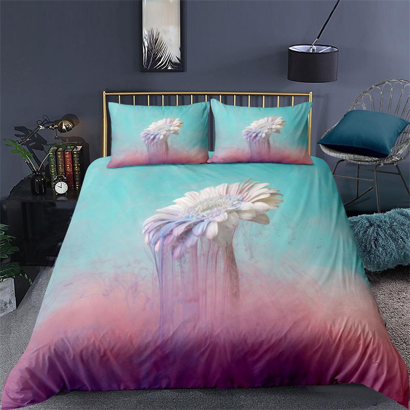 Regenbogen Bettwäsche-Set 3D-Druck Wolken Himmel Rosa Blau Queen Size Mikrofaser Bettwäsche Goldener Stern Bettbezug Schlafzimmer Dekoration