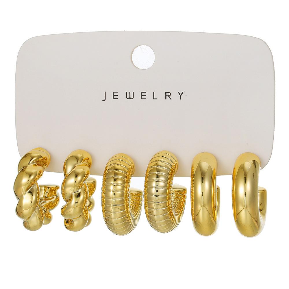 New exaggerated acrylic earrings, plain hoop, round electroplated stud earring set, niche and sophisticated accessories for women
