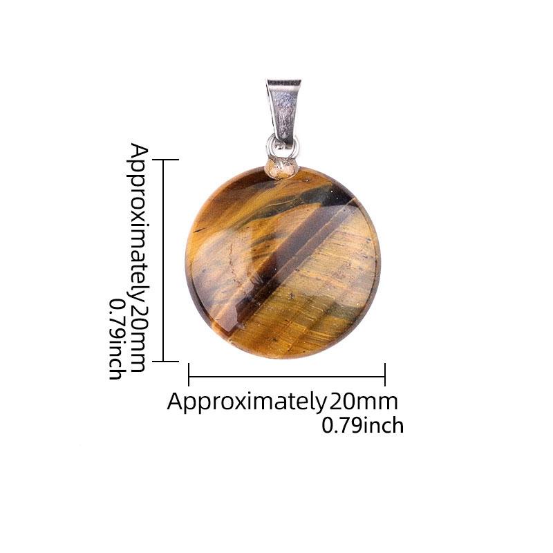 1pc 20mmNatural Stone Mixed Color Flat Round Shape Fine Ladies High Quality Pendant for Jewelry Making DIY Necklace Accessories