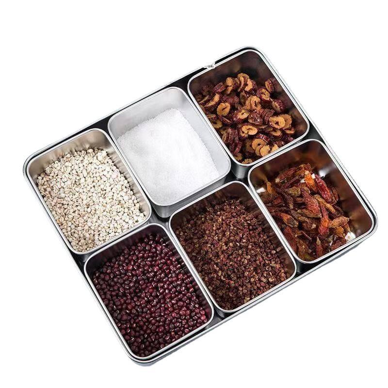 Stainless Steel Multi-Compartment Seasoning and Toppings Box for Commercial Use