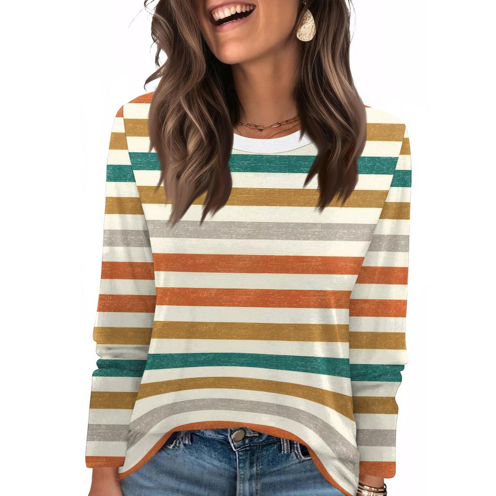 Camisas de manga larga para mujer con estampado lindo, camisetas gráficas, blusas casuales, tallas grandes, camisetas básicas