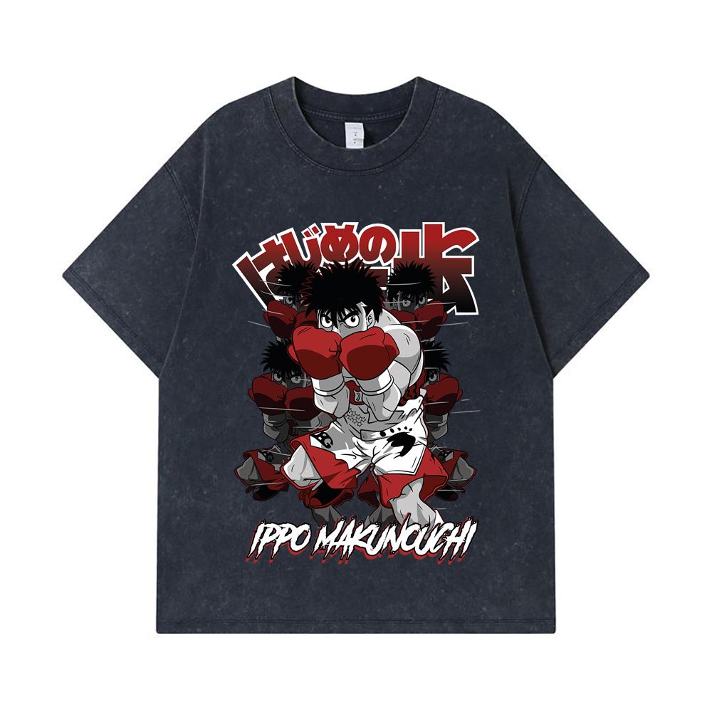 275 GSM Washed T-shirts 100% Cotton Hajime no Ippo V11 Ippo Print Unisex Heavy Cotton T Shirt