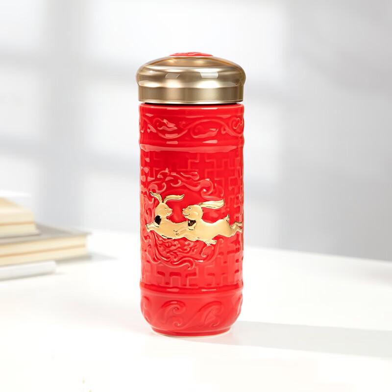 Qian Tang Xuan 365ml Auspicious Cloud Jade Rabbit Ceramic Portable Cup