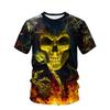 Men's 3D Skull Print T-Shirt Vintage Style Oversized Short Sleeve Round Neck T-Shirt Top Summer Harajuku Streetwear Men Clothing
