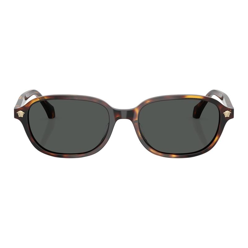 Versace Temple LOGO, Plate and Metal, Oval Sunglasses, Same Style for Men and Women, 0VE4514D-553773-Tortoiseshell 53 Brand Exclusive