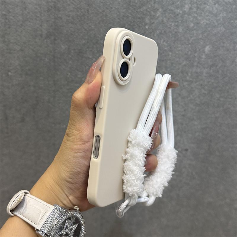 Flannel - Lined Phone Case With Lanyard For iPhone 17 Air 16 15 14 Plus 13 12 11 Pro Max Cute Simple Soft Cover
