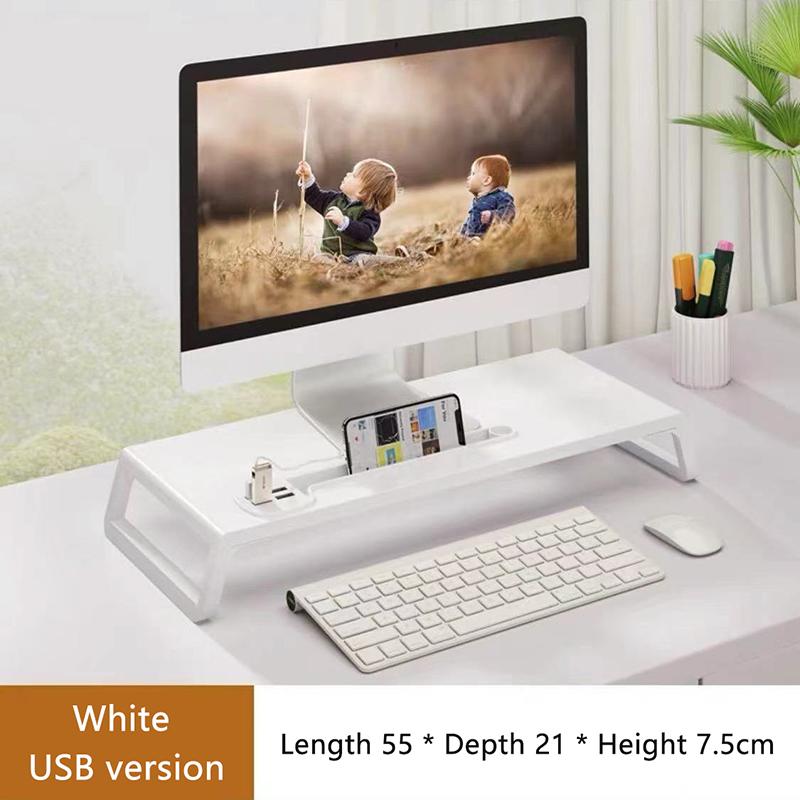 Computer Monitor Rising Holder With Usb Hub Pc Screen Stand Bracket With Phone Holder Desktop Keyboard Mouse Storage Organizers