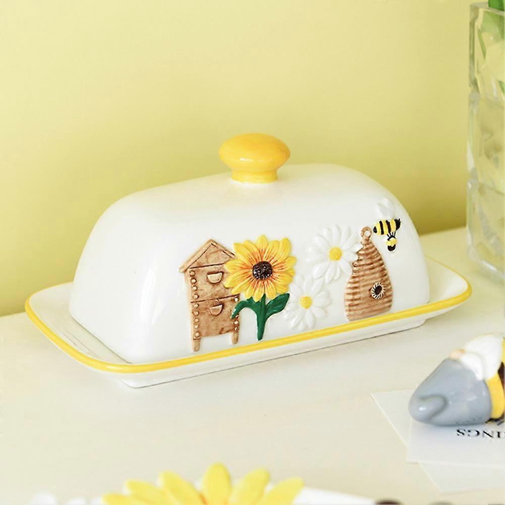 Spring Bee Sunflower Elf Ceramic Tableware Butter Plate Western Food