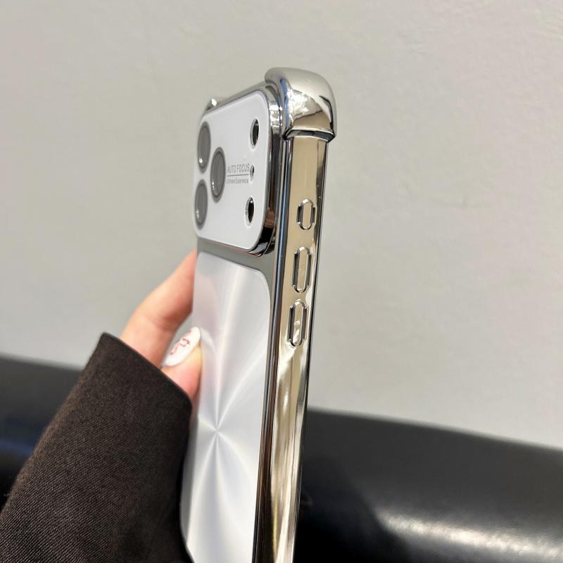Luxury Shockproof Armor Laser Plating Case for iPhone 17 Air 16 15 14 13 Pro Max Plus CD Texture Bumper Camera Glass Soft Cover