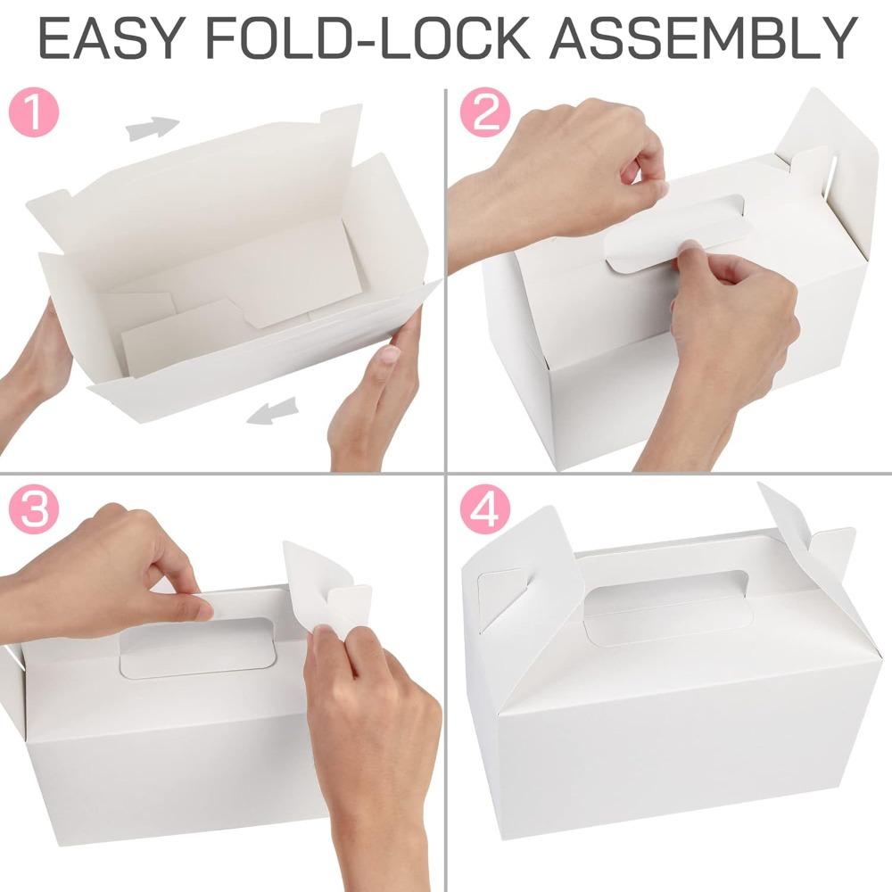 12pcs Gift Boxes Gable Boxes Party Favor Kraft Paper Large Box with Handles White Gift Boxes Goodie Box Portable Gift Wrap Box Gift Packaging Box