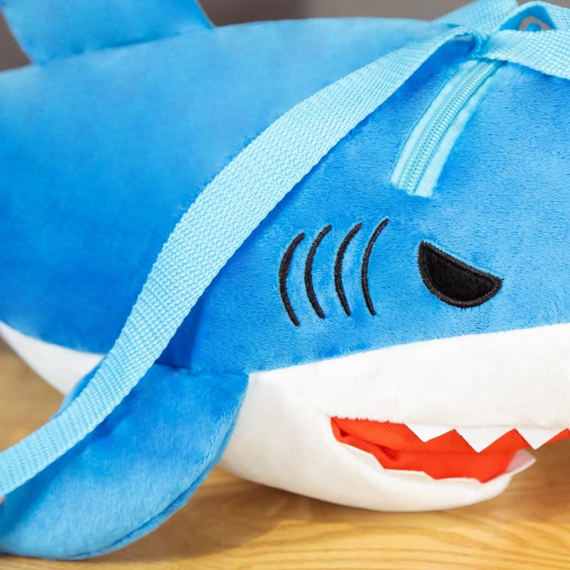 50cm Cute Plush Shark Backpack Toys for Children Cartoon Sea Animal Shark Schoolbag Kawaii Gift for Kids