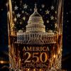 Commemorative 250th Anniversary Glass Tumbler Featuring Capitol Building Etching and Star Pattern Suitable for Collectors and Everyday Use