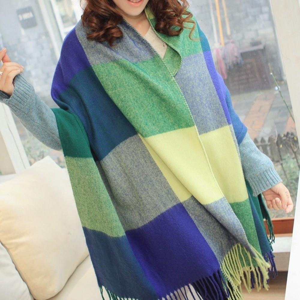 Keep Warm Plaid Scarf Thick Shawl Wrap Casual Imitation Cashmere Shawl  Autumn Winter