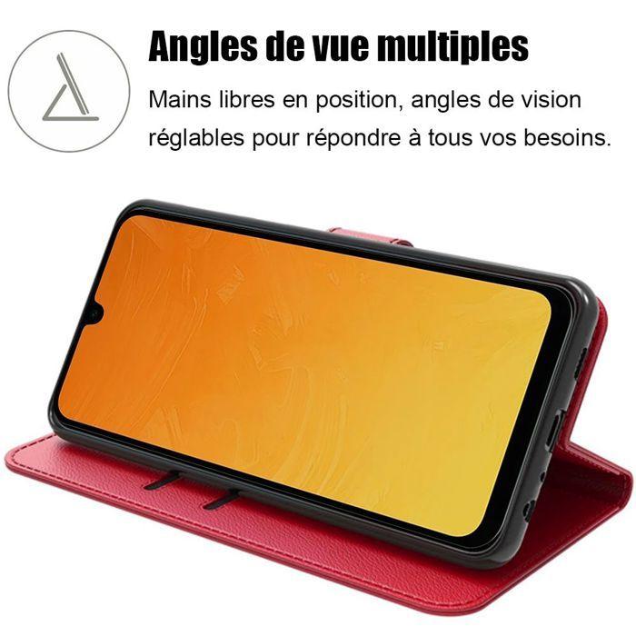 Coque de protection - BOOLING - pour Samsung Galaxy A26 5G - Cuir Synthétique Rouge - 2 Verres Trempés - Antichoc