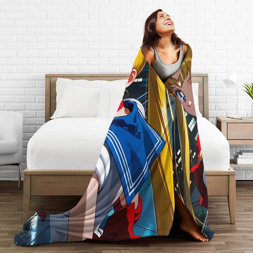 Sailor Moon Blanket  Super Soft Funny Plush Throw Blanket For Girls Boys Outdoor Flannel Bedspread Bed Cover