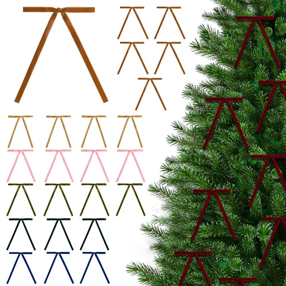 12pcs/set Vintage Christmas Tree Bows Christmas Gift Versatile Usage Velvet Bows Elegance Indoor Outdoor Decorations