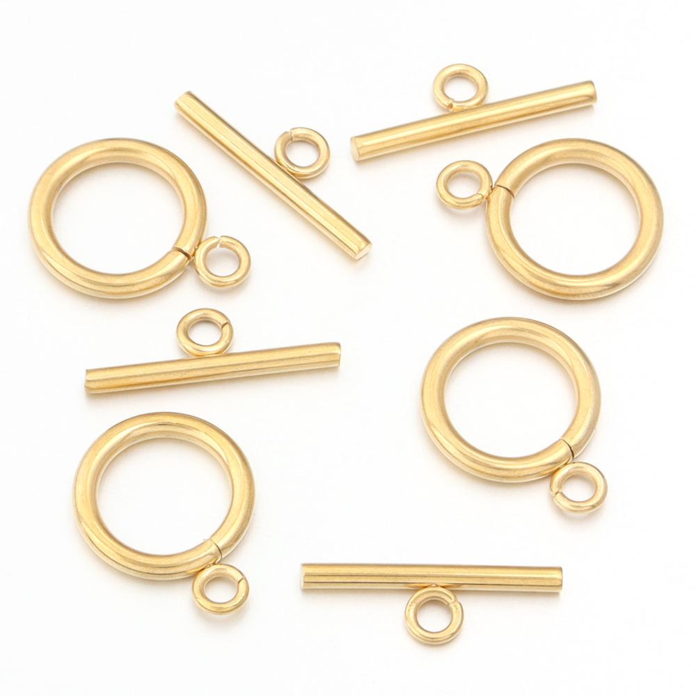 4pcs/lot Stainless Steel IQ Clasp Round Toggle Clasps Gold Silver Color Toggle Connectors for DIY Jewelry Making Necklaces Craft