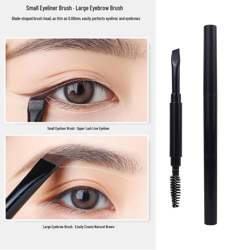 Double-Headed Eyebrow Brush: Soft Bristles, Angled Blade, Spiral Mascara Brush with Cover, Portable Makeup Tool
