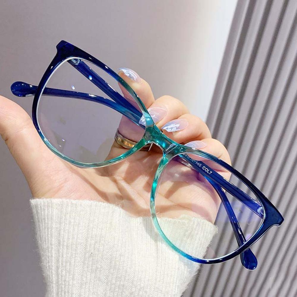 PC Unisex Plain Eyewear Transparent Gradient Frame Glasses Office Anti Blu-ray Glasses  Decorative