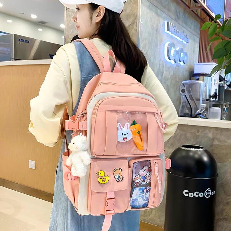 5 PCS Backpack for Middle and High School Students, Lightweight Backpack for Elementary School Students, Women's Large Capacity Backpack, Textbook Bag