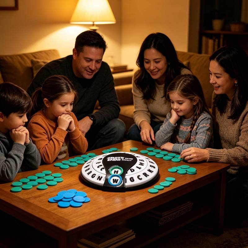 Gioco di Parole Spin And Shout Per Divertimento in Famiglia e Allenamento Cerebrale in Ambienti Interni