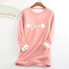 Women's Round Neck  Print Thickened Plush Cashmere Warm Long Top