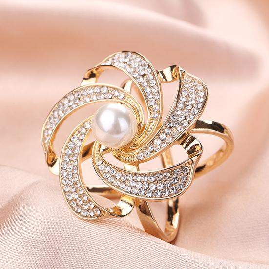 3Pcs/Set Flower Scarf Ring Elegant Silk Scarf Rings Rhinestone Scarf Clip Rings for Women Neckerchiefs Shawls