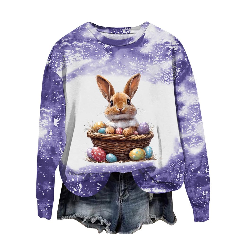 Women's Fashion Printed Long Sleeve Loose Round Neck Sweatshirt Top Fall