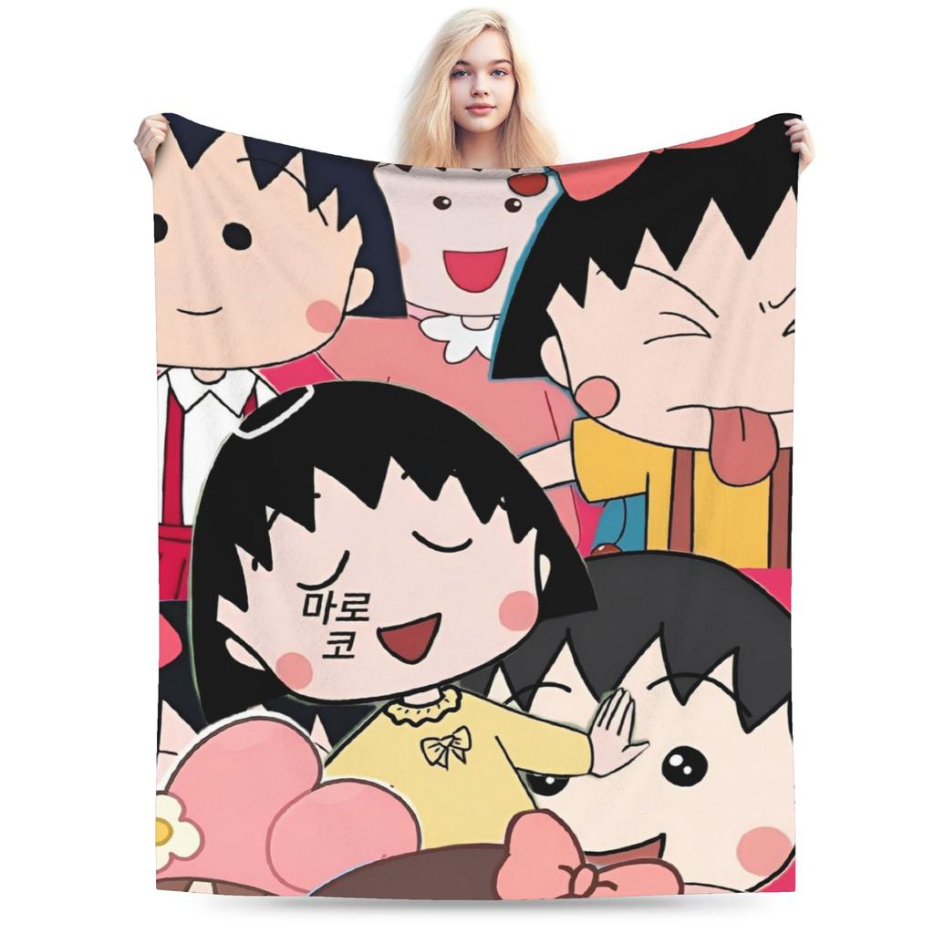 Comfortable chibi maruko chan Japan Anime Blanket Accessories Bedding Decorative Throw Blanket Warm Velvet for Travel