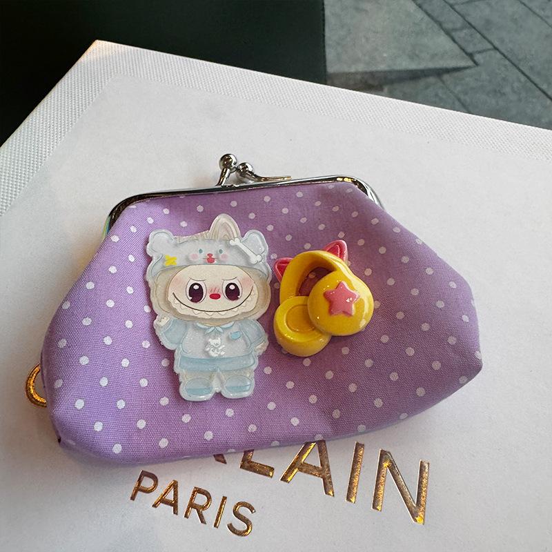 Labubu Children's Coin Purse Cartoon Retro L Girly Heart Key Bag Hand Coin Bag Girl