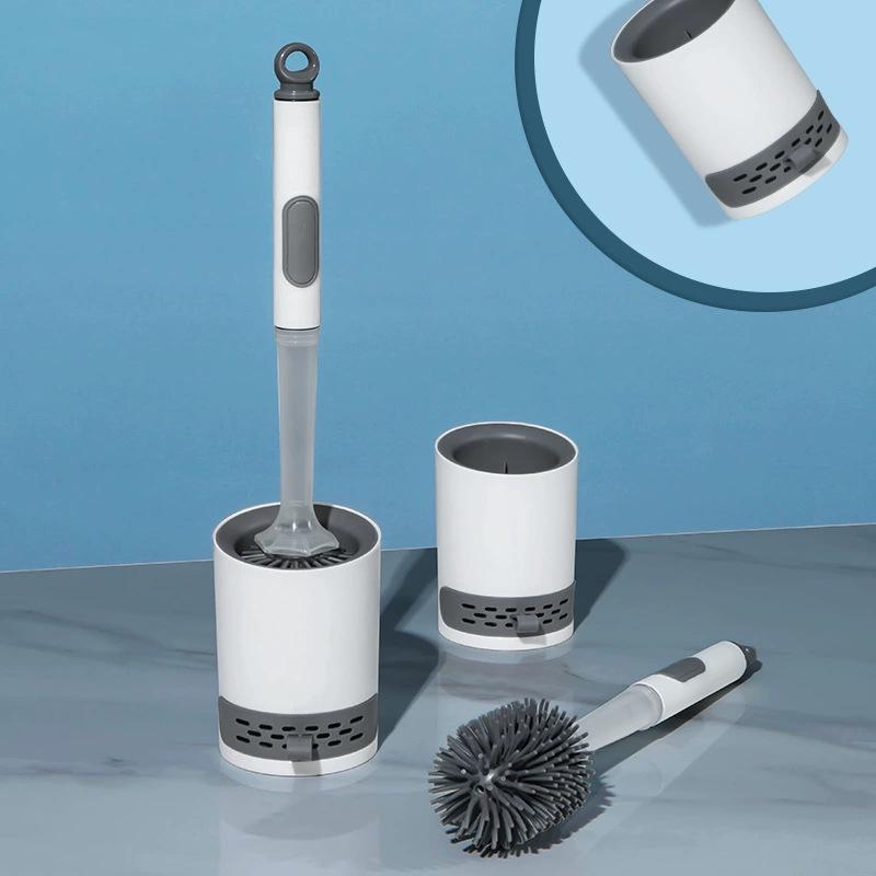 Silicone Toilet Brush with Spray Water and Soft Bristles for No Dead Corners