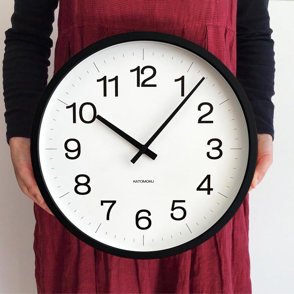 KATOMOKU muku clock 16 LL Black km-116BKRCS Wall Clock with Sweep Movement, 38cm Diameter (SKP Radio-Controlled Clock)