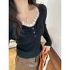 Lace Knitted Bottoming Shirt Women's Inner Fit Slim-fitting Season New Fashion Sweater Short Top