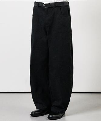 WHOLOVESART Curved Wide Cotton Denim Pants Black