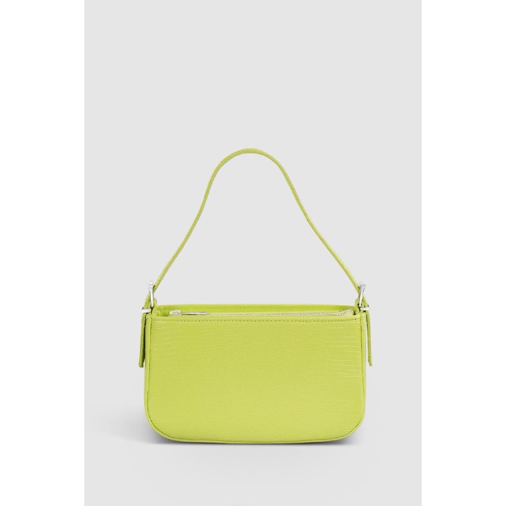Women's Neon Green Buckle Adjustable Strap Baguette Bag 208