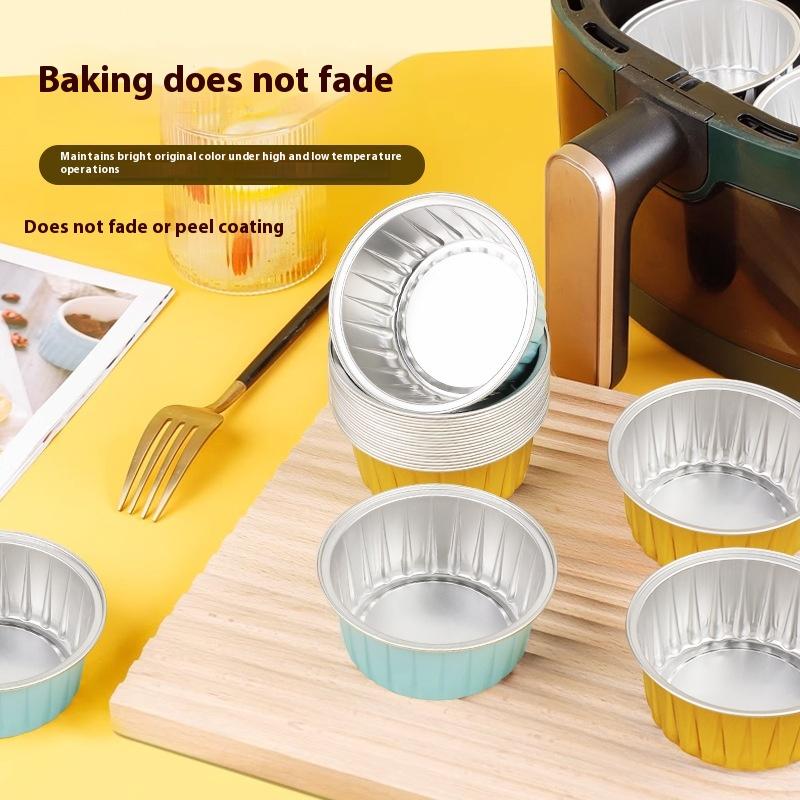 10Pcs Aluminum Cake Cup Round Foil Baking Cup Heat Resistant Cake Cups Mold With Lid Cupcake Birthday Wedding Party Supplies