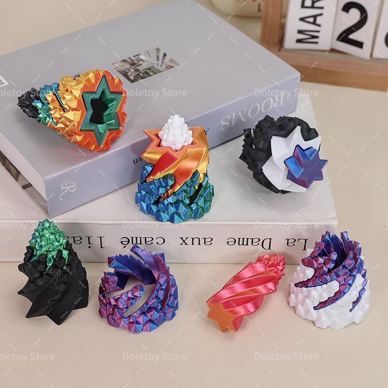 3D Printed Impossible Stone Passthrough Plaything Helix Spinning Pressure Reducing Plaything Pass Through Pyramid Vortex Thread Illusion Plaything