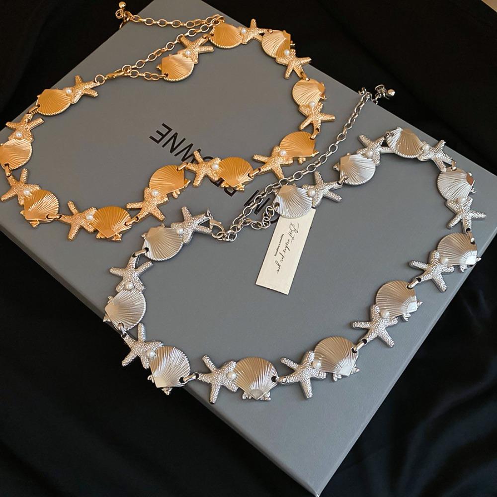 Ornaments Shell Starfish Waist Chain Zinc Zinc Alloy Pearl Starfish Beach Body Chain  Girls Couple Gift