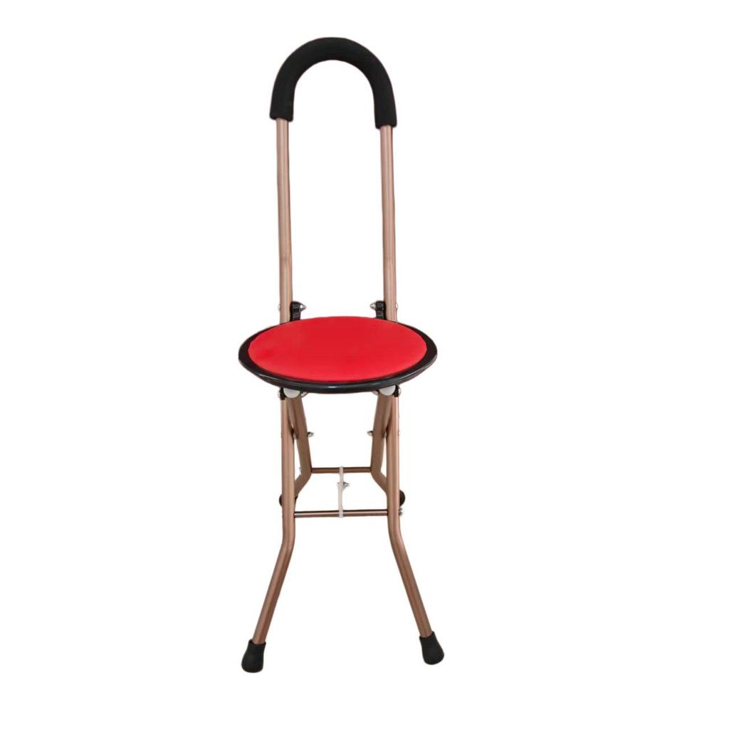 Leichter Vierbeiniger Gehstockhocker aus Aluminiumlegierung mit rutschfester Sitzfläche für ältere Menschen - Gehhilfe und Rollator in einem.