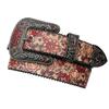 Original Luxury Red Pattern Rhinestone Printed Belt, Full Of Design And Trendy Pu Leather Belt