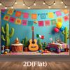 Bannière de fête festival mexicain 2D - Facile à accrocher - Décoration de fond d'anniversaire mexicain