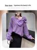Elegant Bow Knit Sweater - Women's Fashionable Autumn/Winter Base Layer Knitwear